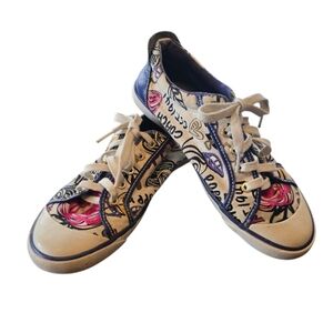 Coach Barrett Poppy Scribble Lace Up Sneakers 9